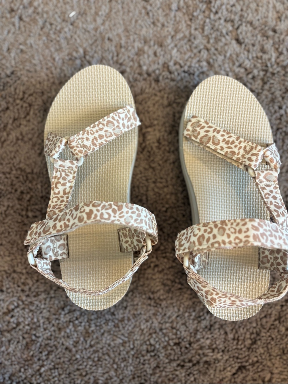 Beige Leopard Print Strappy Sandals